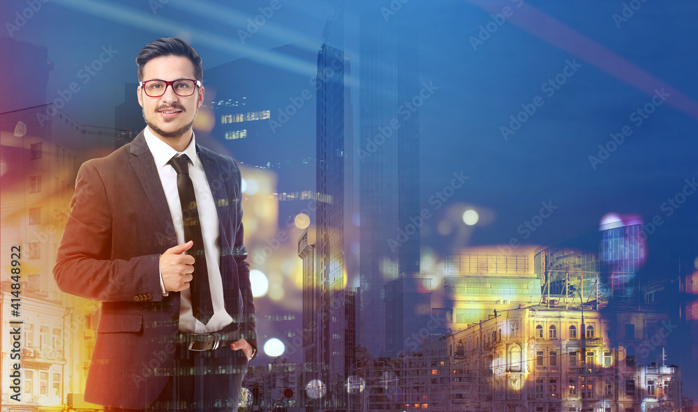 Fototapeta premium Handsome young businessman on white background