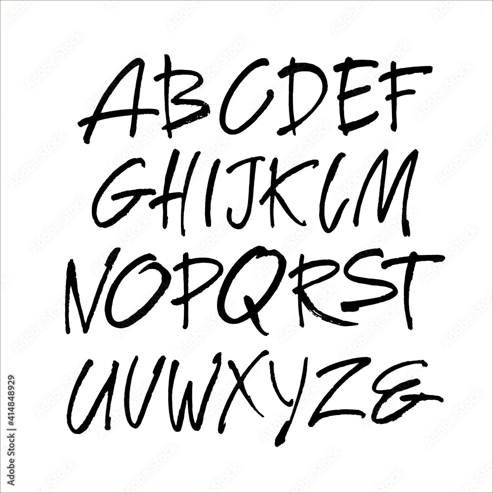 Vector Acrylic Brush Style Hand Drawn Alphabet Font. Calligraphy alphabet on a white background Vector Acrylic Brush Style Hand Drawn Alphabet Font. Calligraphy alphabet on a white background