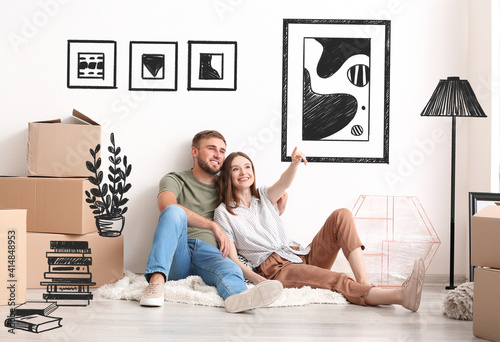Young couple planning desig...
