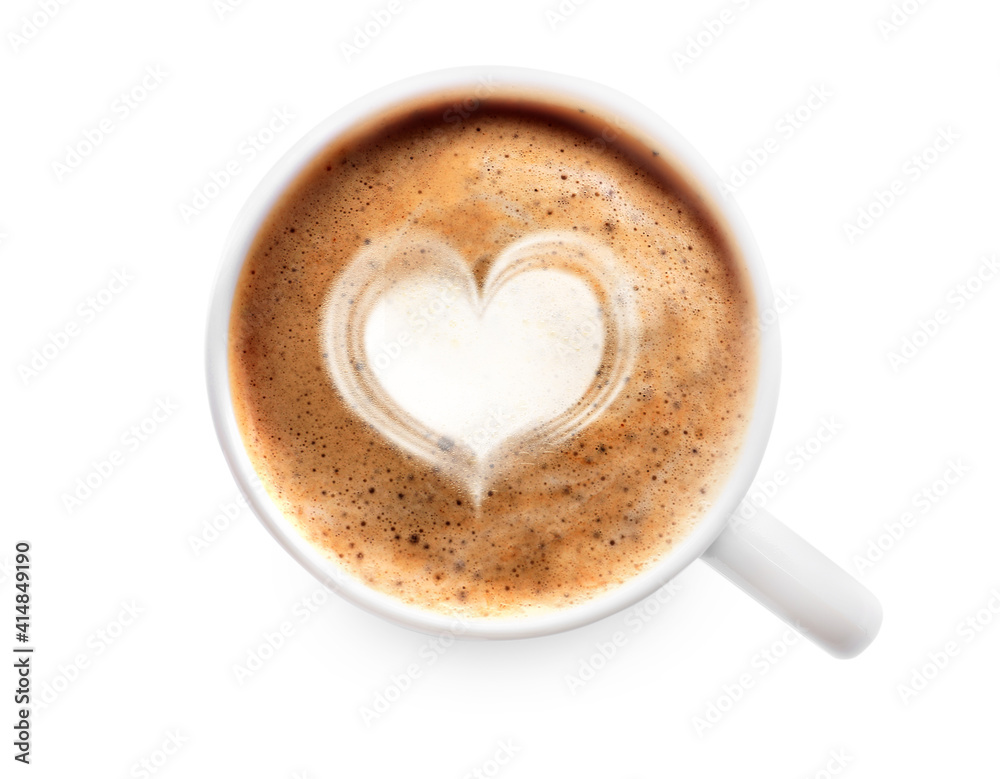 Cup of hot latte coffee on white background Cup of hot latte coffee on white background