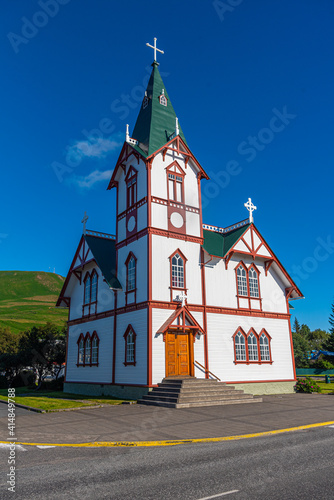 Husavik wooden church on Iceland photo
