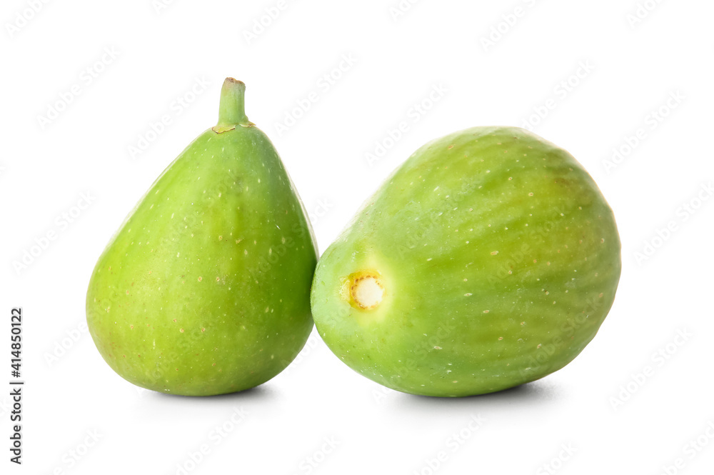Fresh green figs on white background Fresh green figs on white background