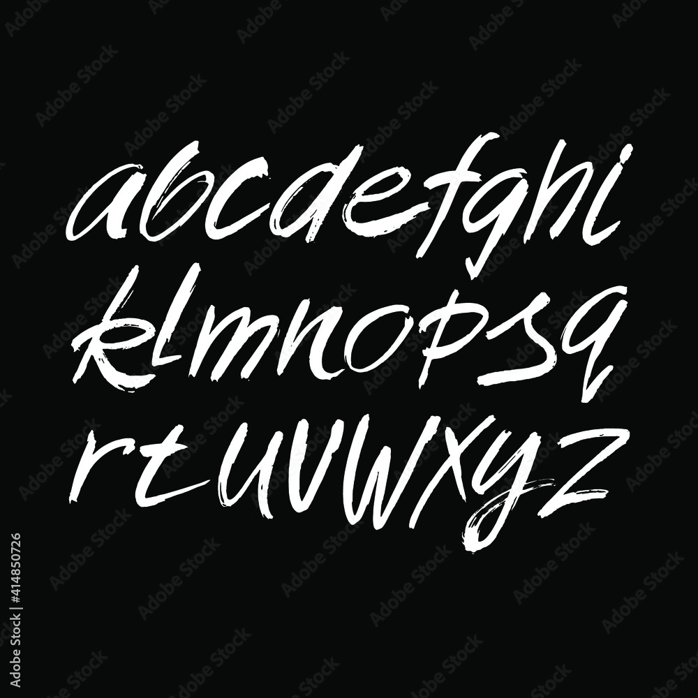 Vector Acrylic Brush Style Hand Drawn Alphabet Font. Calligraphy alphabet on a black background Vector Acrylic Brush Style Hand Drawn Alphabet Font. Calligraphy alphabet on a black background
