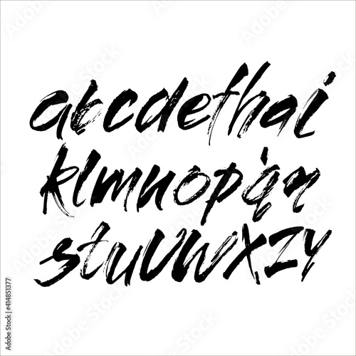 Vector Acrylic Brush Style Hand Drawn Alphabet Font. Calligraphy alphabet on a white background