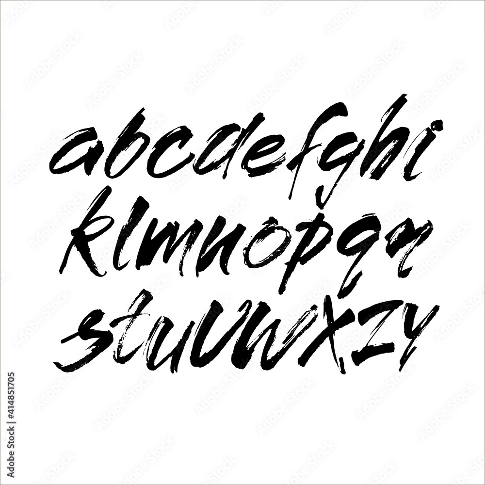 Vector Acrylic Brush Style Hand Drawn Alphabet Font. Calligraphy alphabet on a white background