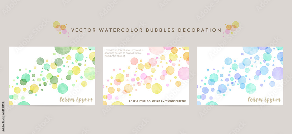 watercolor bubbles background. vector card design template