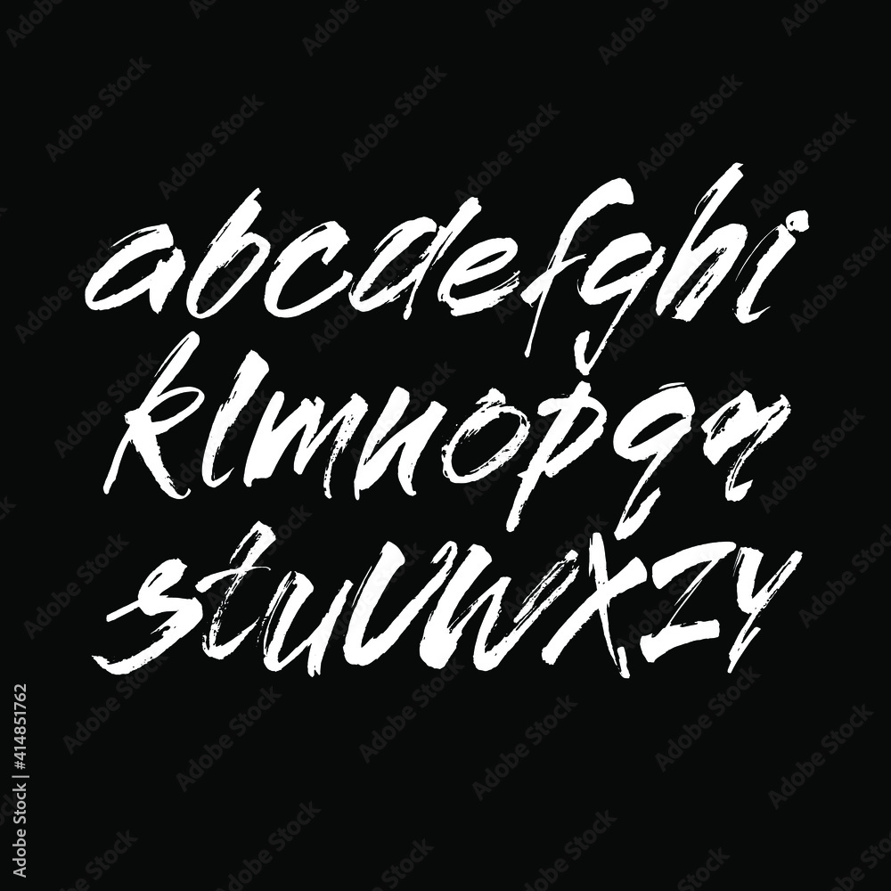 Vector Acrylic Brush Style Hand Drawn Alphabet Font. Calligraphy alphabet on a black background Vector Acrylic Brush Style Hand Drawn Alphabet Font. Calligraphy alphabet on a black background