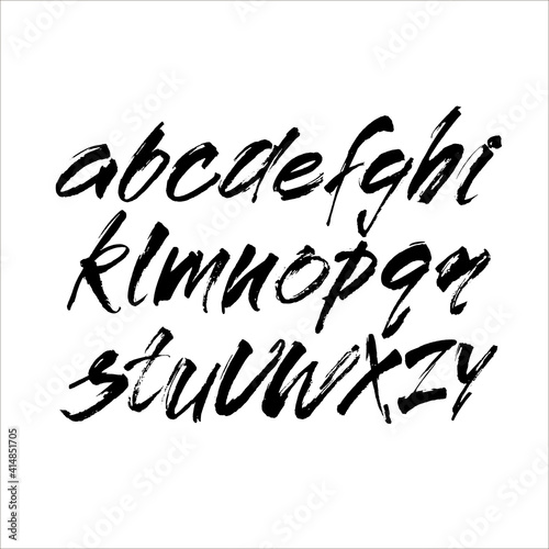 Vector Acrylic Brush Style Hand Drawn Alphabet Font. Calligraphy alphabet on a white background