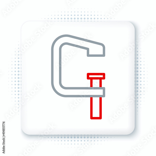 Line Clamp and screw tool icon isolated on white background. Locksmith tool. Colorful outline concept. Vector.