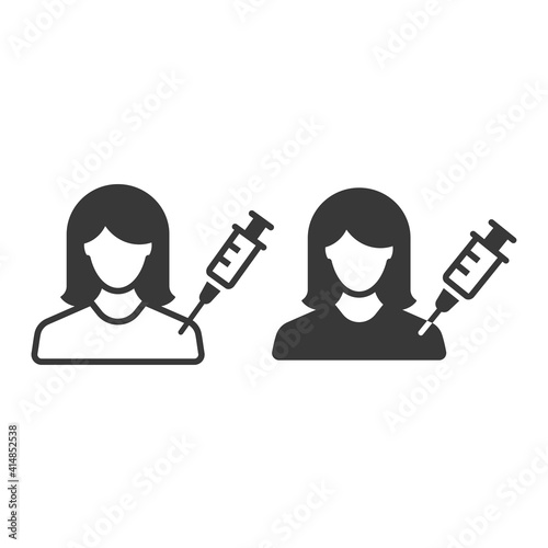 Women vaccination icon on a white background. Vector illustration. 