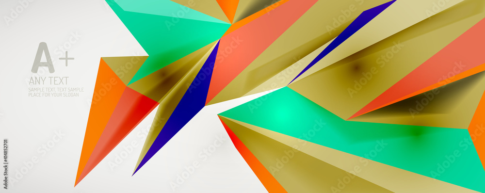 Vector triangle geometric backgrounds. Low poly 3d shape on light backdrop. Vector illustration for covers, banners, flyers and posters and other designs Vector triangle geometric backgrounds. Low poly 3d shape on light backdrop. Vector illustration for covers, banners, flyers and posters and other designs