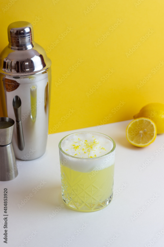 Classic cocktail whiskey sour. Alcoholic drink. Bar. Restaurant. Classic cocktail whiskey sour. Alcoholic drink. Bar. Restaurant.