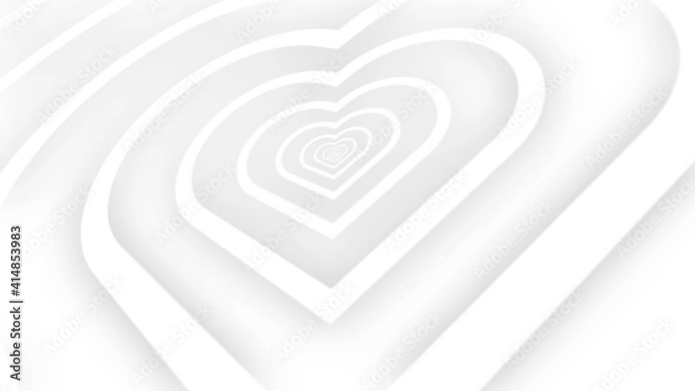 White Hearts infinite tunel Background with Soft Shadow Loop footage