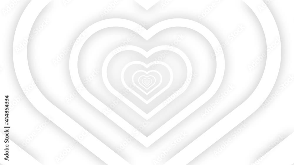 White Hearts infinite tunel Background with Soft Shadow Loop footage