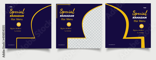 special ramadan iftar menu social media instagram post template.