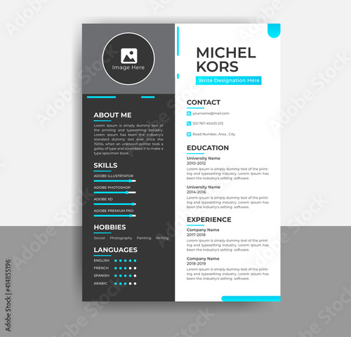 Curriculum Vitae template, Professional CV, Resume Job Application letterhead, Infographics Personal Description letter Vector
