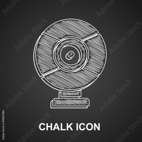 Chalk Security camera icon isolated on black background. Vector.