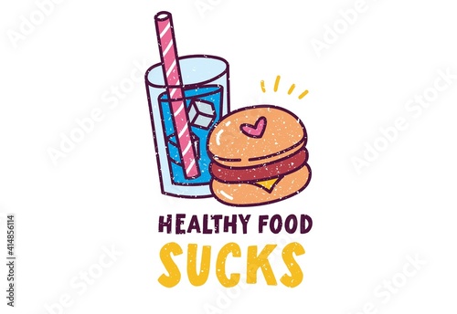 burger and soda drink graphic shirt design