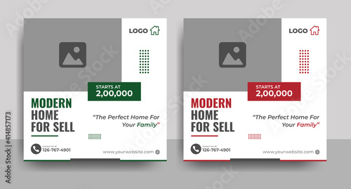 Real Estate Flyer Template, real estate social media banner post template vector