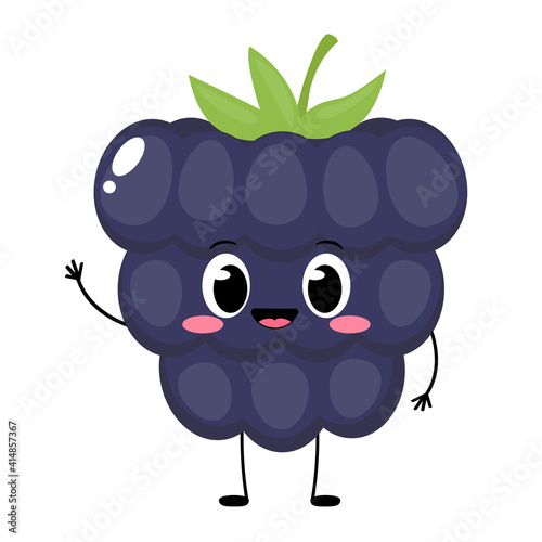 Cute cartoon happy blackberry character