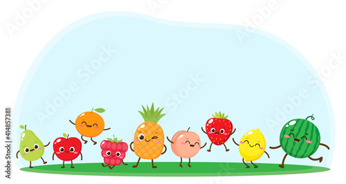 Cartoon vector set of funny fruits