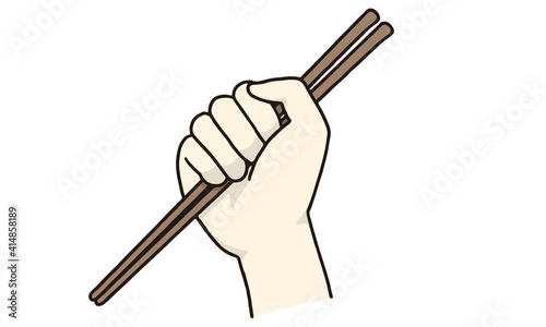 嫌い箸　マナー違反　箸の持ち方　握り箸　イラスト　ベクター