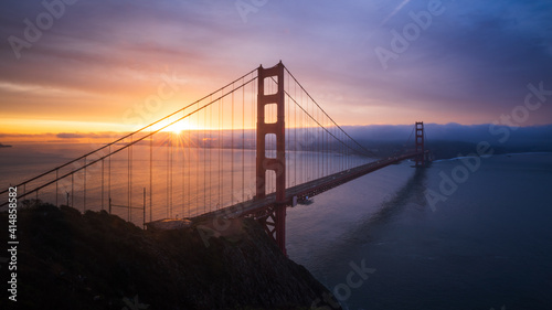 Fotografie, Obraz Iconic San Francisco Golden Gate Bridge at Sunrise