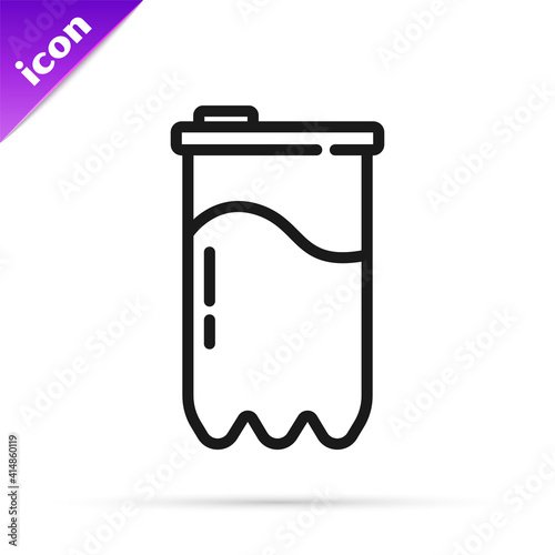 Black line Water filter cartridge icon isolated on white background. Vector.