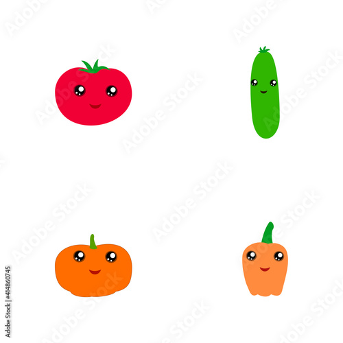 Tomato  cucumber  pumpkin  sweet pepper. Four images.