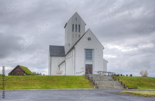 White Skalholt cathedral at Iceland photo