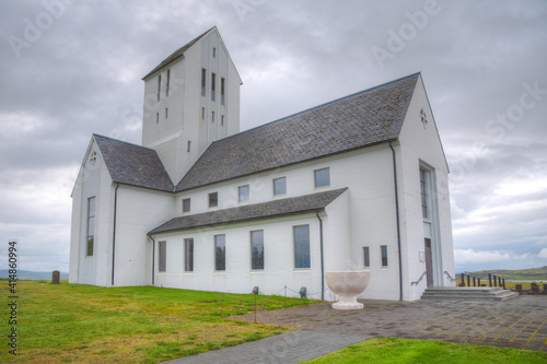 White Skalholt cathedral at Iceland photo