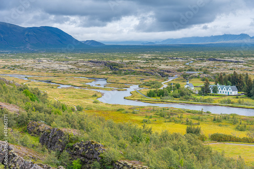 Landscape of Thingvellir national park in Iceland photo