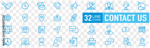 Set of 32 Contact Us web icons in line style