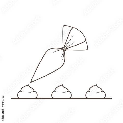 Bakery logo. Piping Cream Cake logo design. Silicone Piping Cream Cake doodle symbol.