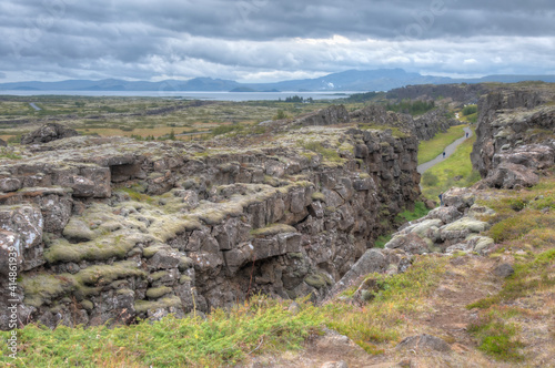 Continental drift visible at Thingvellir national park in Iceland photo