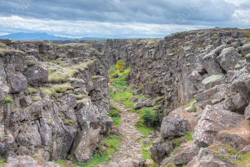 Continental drift visible at Thingvellir national park in Iceland photo