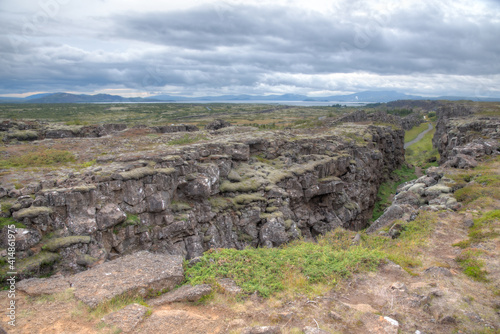 Continental drift visible at Thingvellir national park in Iceland photo