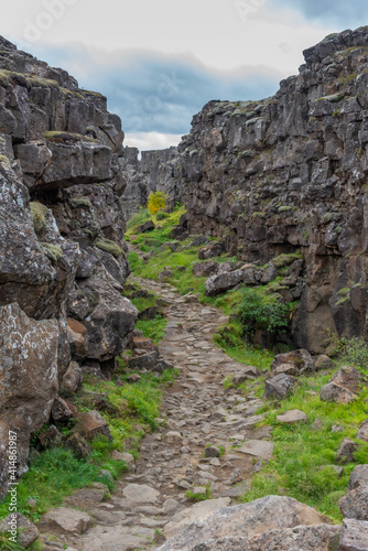 Continental drift visible at Thingvellir national park in Iceland photo