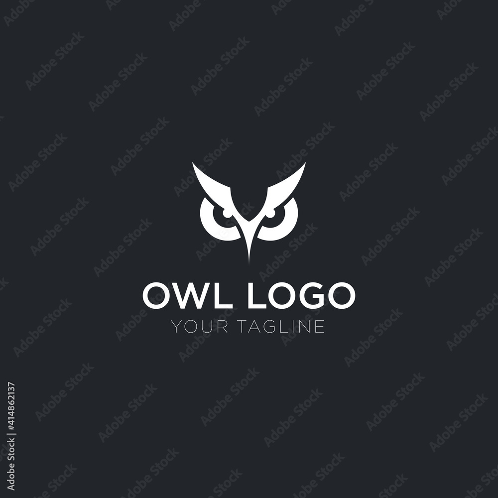 Simple Owl Head Logo Design Template