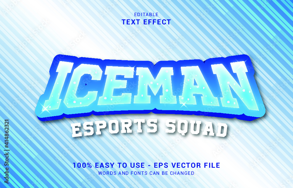 editable text effect,  Ice Esport style