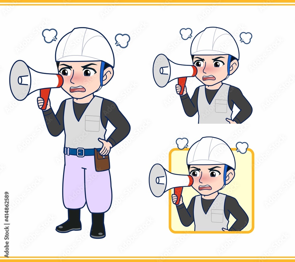 工事現場にいる作業員の男性