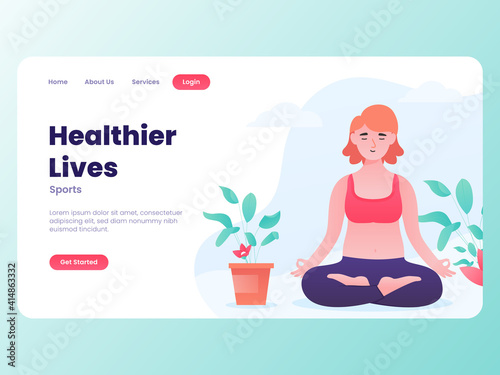 Illustration Vector Graphic of Sports, a woman is doing yoga for a healthier life , this illustration perfect for website, landing page, app, and banner