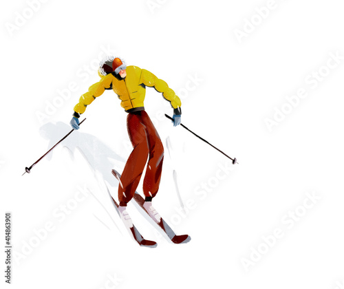 Skiing in the snow