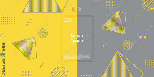 Trendy background with geometric element with gradient of yellow and grey color