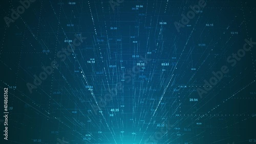 Abstract blue network grid perspective motion graphic seamless looping background. Digital technology futuristic animation concept.