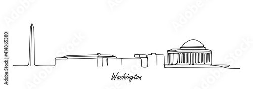 Washington the capital city of the USA - continuous one line drawing