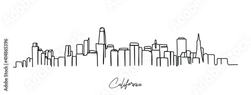 California city of the USA skyline - continuous one line drawing