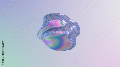 3D abstract animation . Smooth liquid shape. Trendy Colorful Fluid Abstraction Flow. Motion design element. 3D render. Seamless loop.