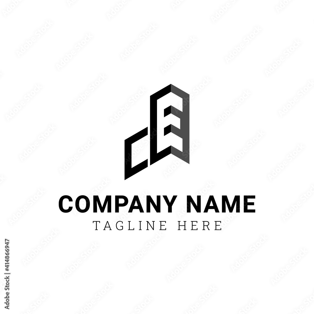 A simple logo design of the letters C and E forms the building, suitable for any business or construction company or those associated with buildings