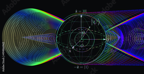 Quantum qubit scheme, sciencific vector illustration. photo